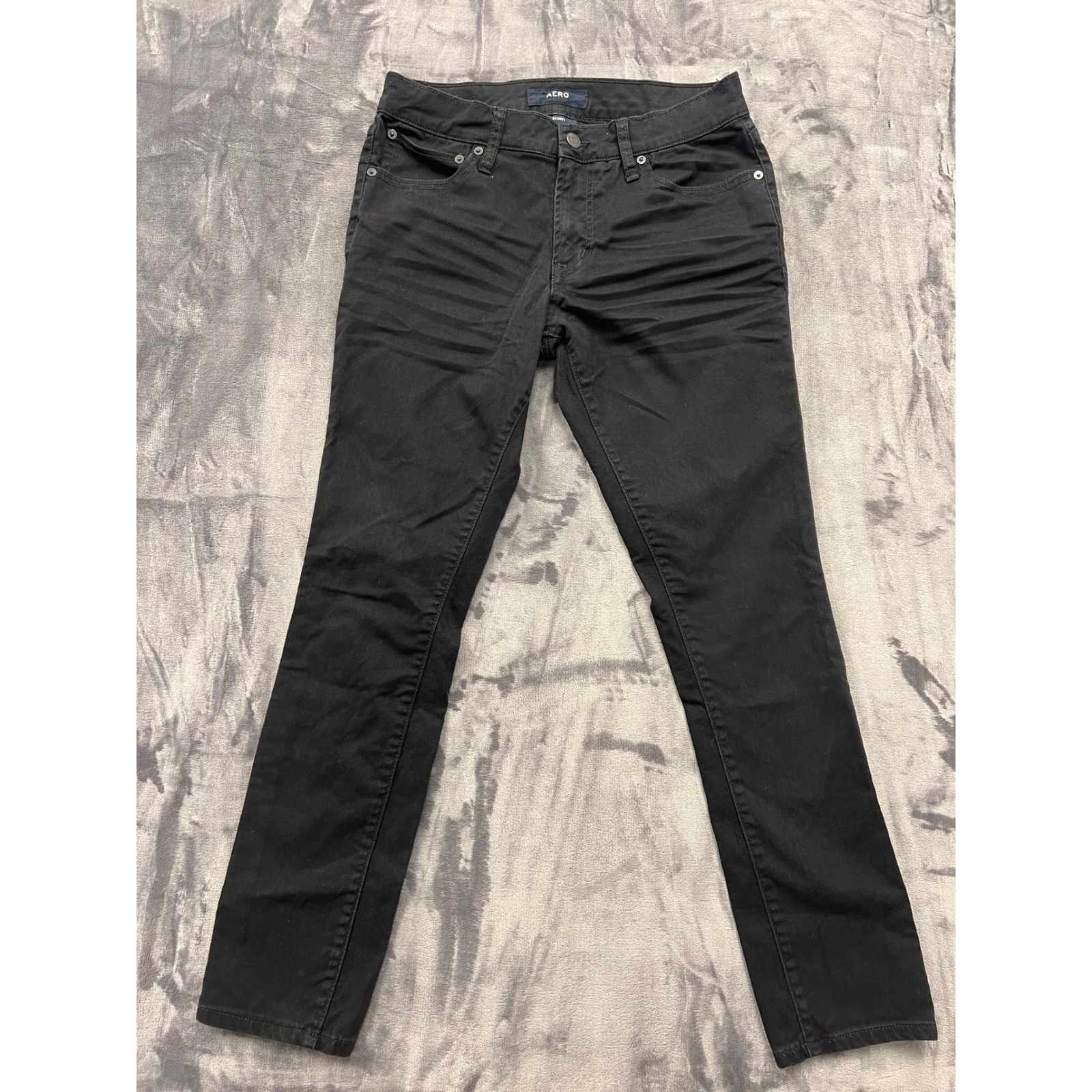 Aeropostale Skinny Jeans Mens 29/30 Black Stretch Denim Pants Slim Fit